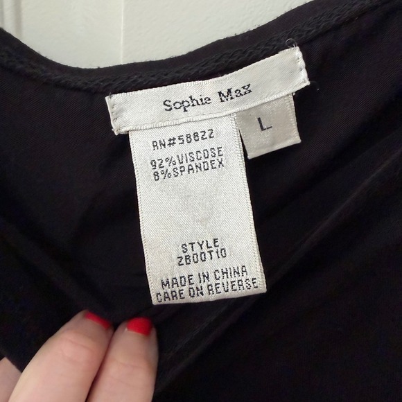 Sophie Max Tiered Midi Skirt Large Black Viscose Stretch Boho - Picture 3 of 4